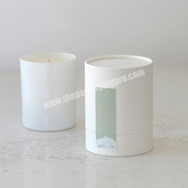 Zero Waste White Cylindrical Candle container packaging Paper Tube Packaging Box with Rolling edges