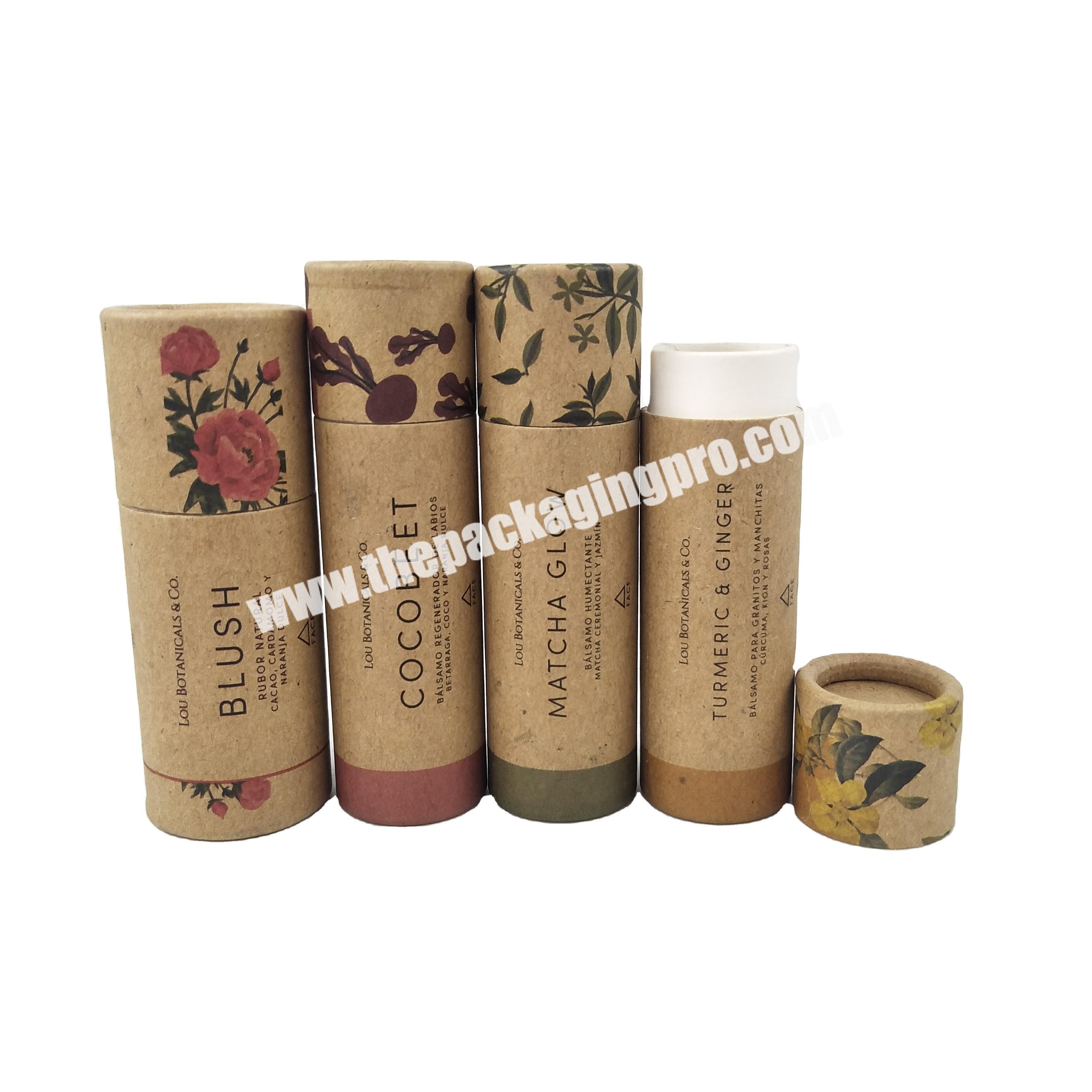 high quality professional kraft cosmetic push up containers lip balm tube paper eco friendly