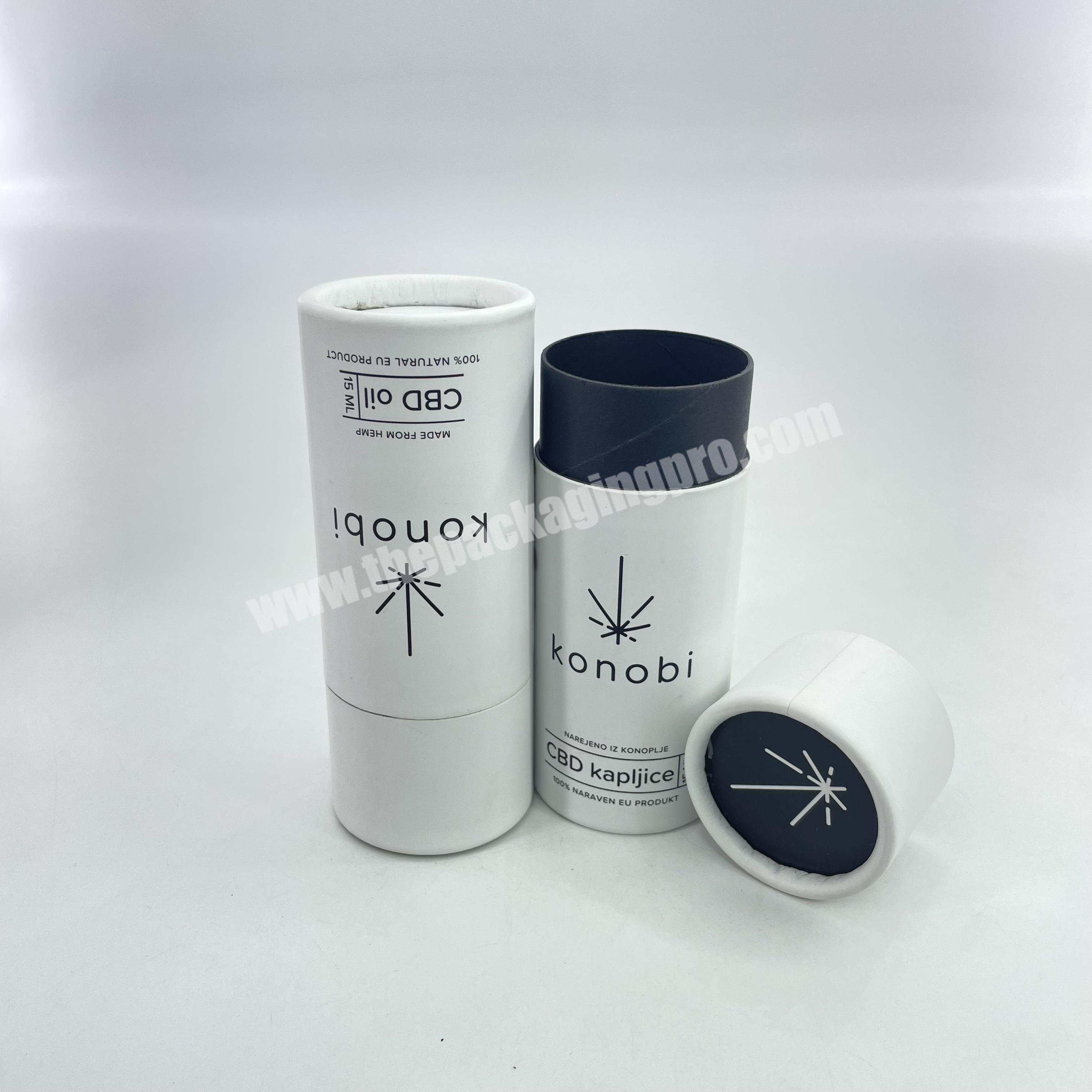 biodegradable luxury CBD oil packaging cosmetic paper tube for glass bottle
