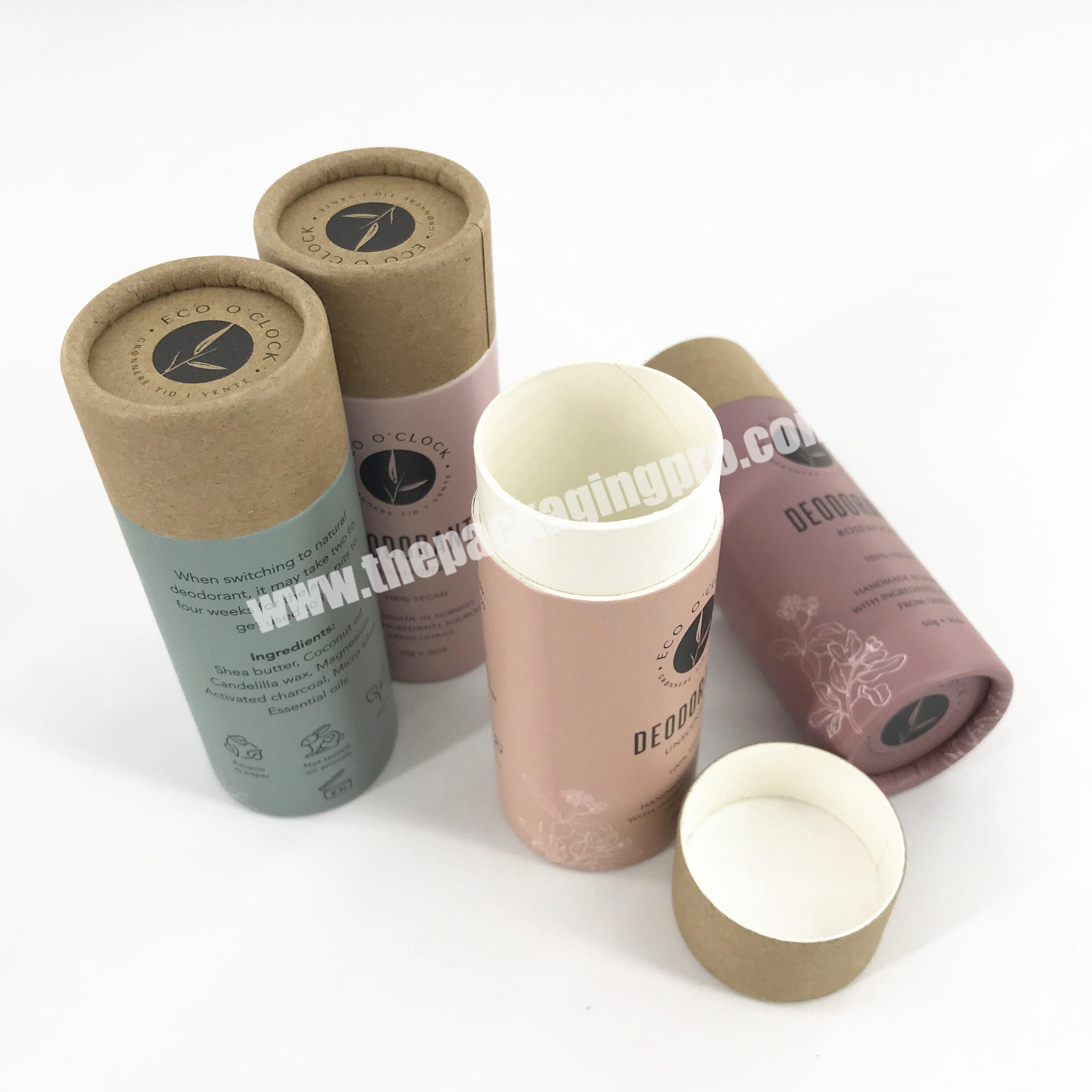 Custom Printing Popular Lip Balm 15g 20g 75g Biodegradable Push Up Paper Deodorant Tube Container