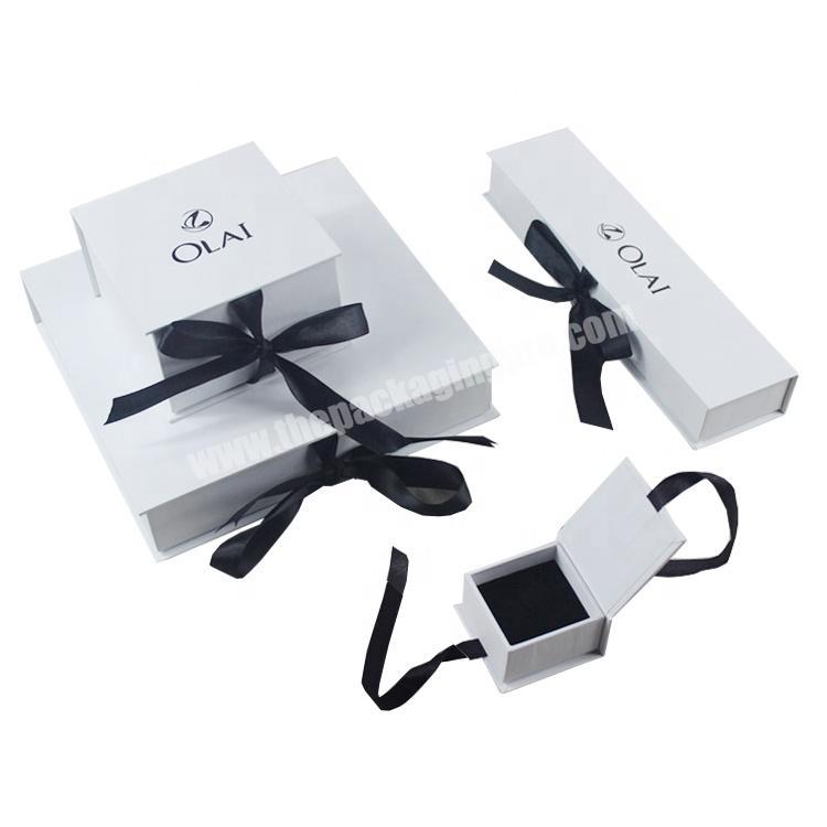 black and white gift box for jewelry packaging recycled paper cardboard jewelry box with ribbon