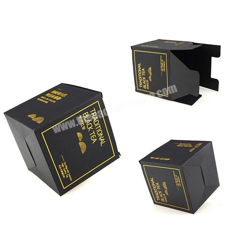 black paper gift box custom paperboard packaging box gold stamping tea box packaging