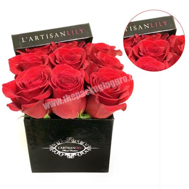 black rectangle box packaging luxury gift flower box packaging