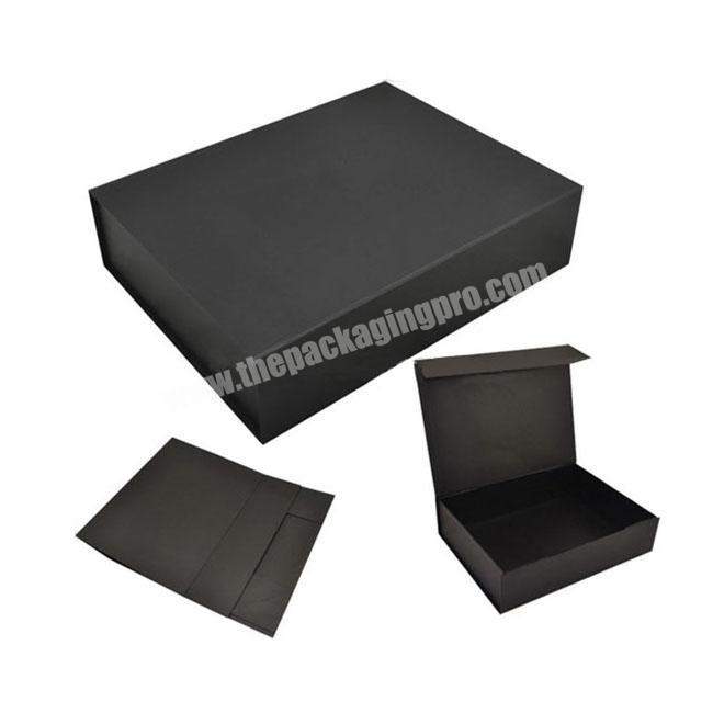 black wholesale collapsible magnetic closure luxury premium rigid cardboard paper packaging gift custom foldable box