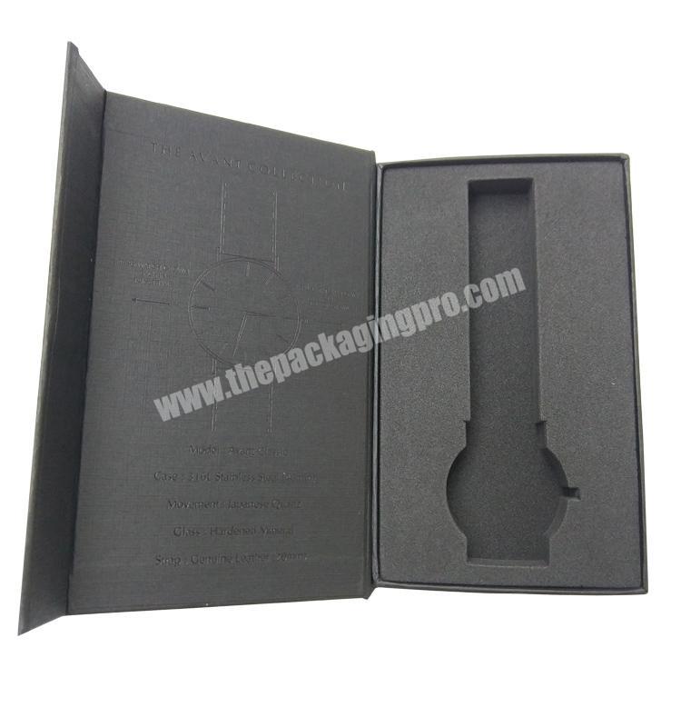 book box black cardboard gift box watch ring cosmetic packaging magnetic closure EVA insert