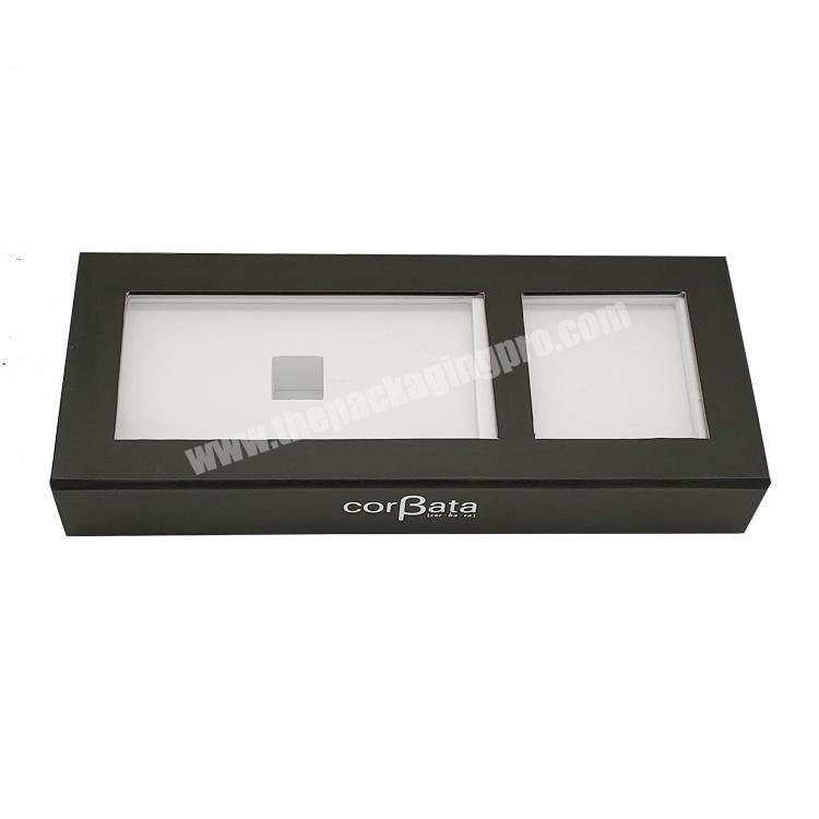 bow tie packaging plain black paper gift box with stamped logo