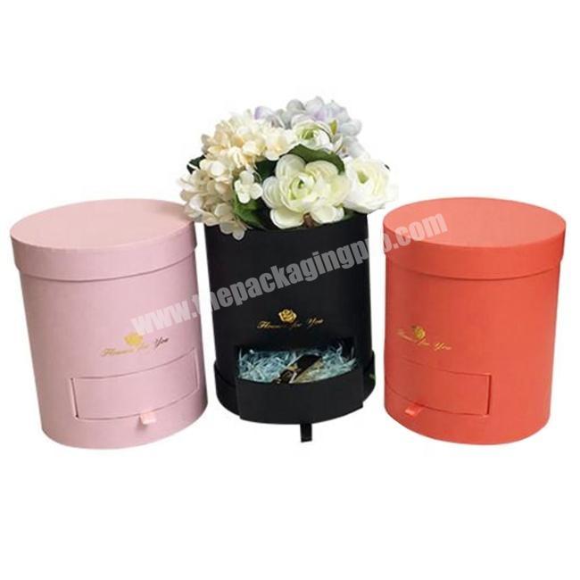 cardboard cylinder lid and bottom packaging luxury gift box custom round rose box with logo for flower