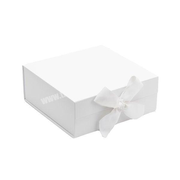 collapsible bridal white boxes folding matte magnetic lid white gift box with ribbon