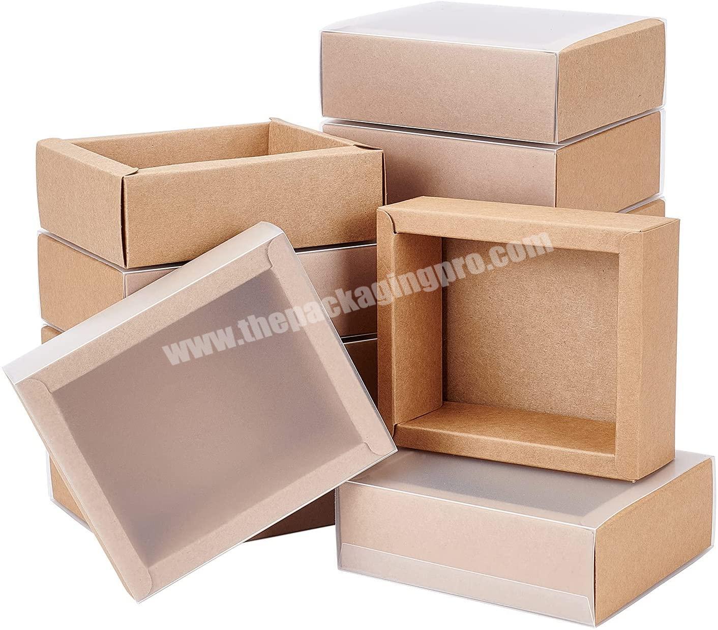 custom cardboard box clear lid bespoke Kraft paper gift packaging box paper box with plastic lid