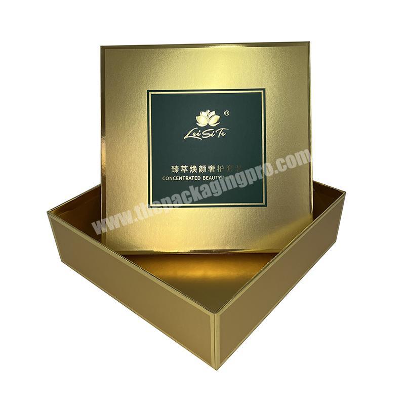 custom design reverse uv surface finishing cosmetics gift box with gold embossed logo