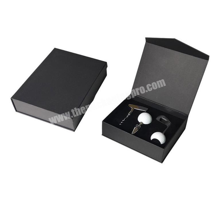 custom foam insert black printed rigid paper wine stopper box