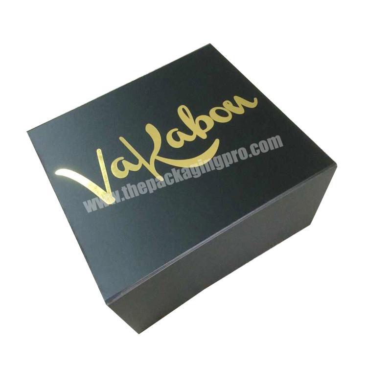 custom logo black collapsible luxury premium rigid cardboard paper packaging gift folding magnetic box with flap