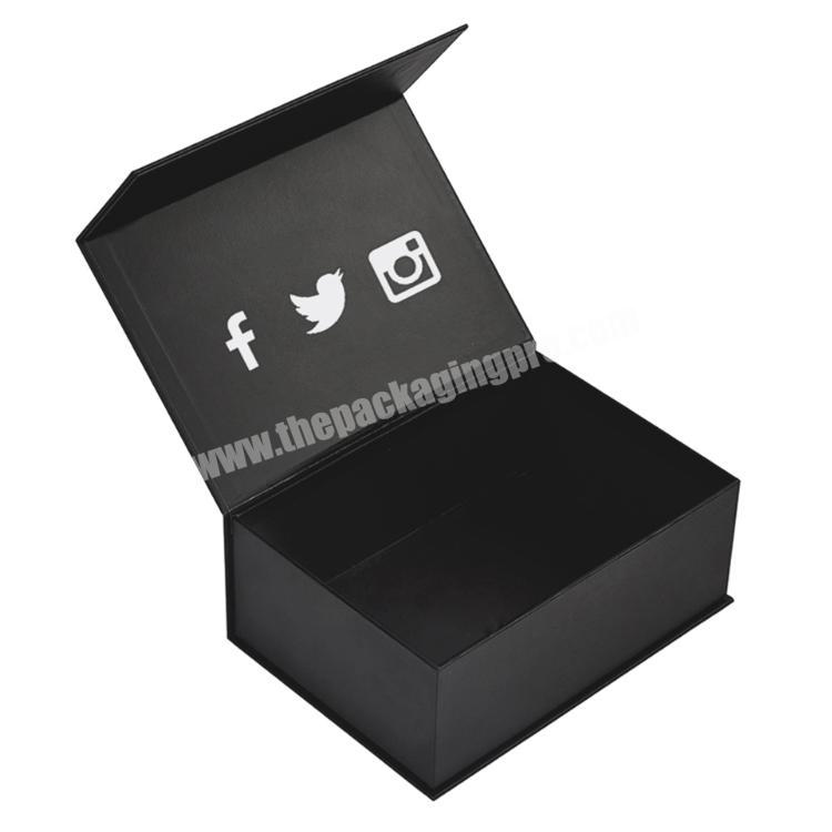 custom logo printed Matte black flap lid wholesale luxury empty small paper packaging cardboard magnetic closure gift box