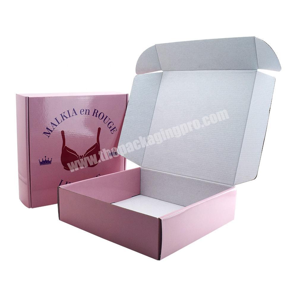 custom logo printing pink bra packaging box white corrugated eco barbie fashionistas clothes pack paper box mailer shipping box