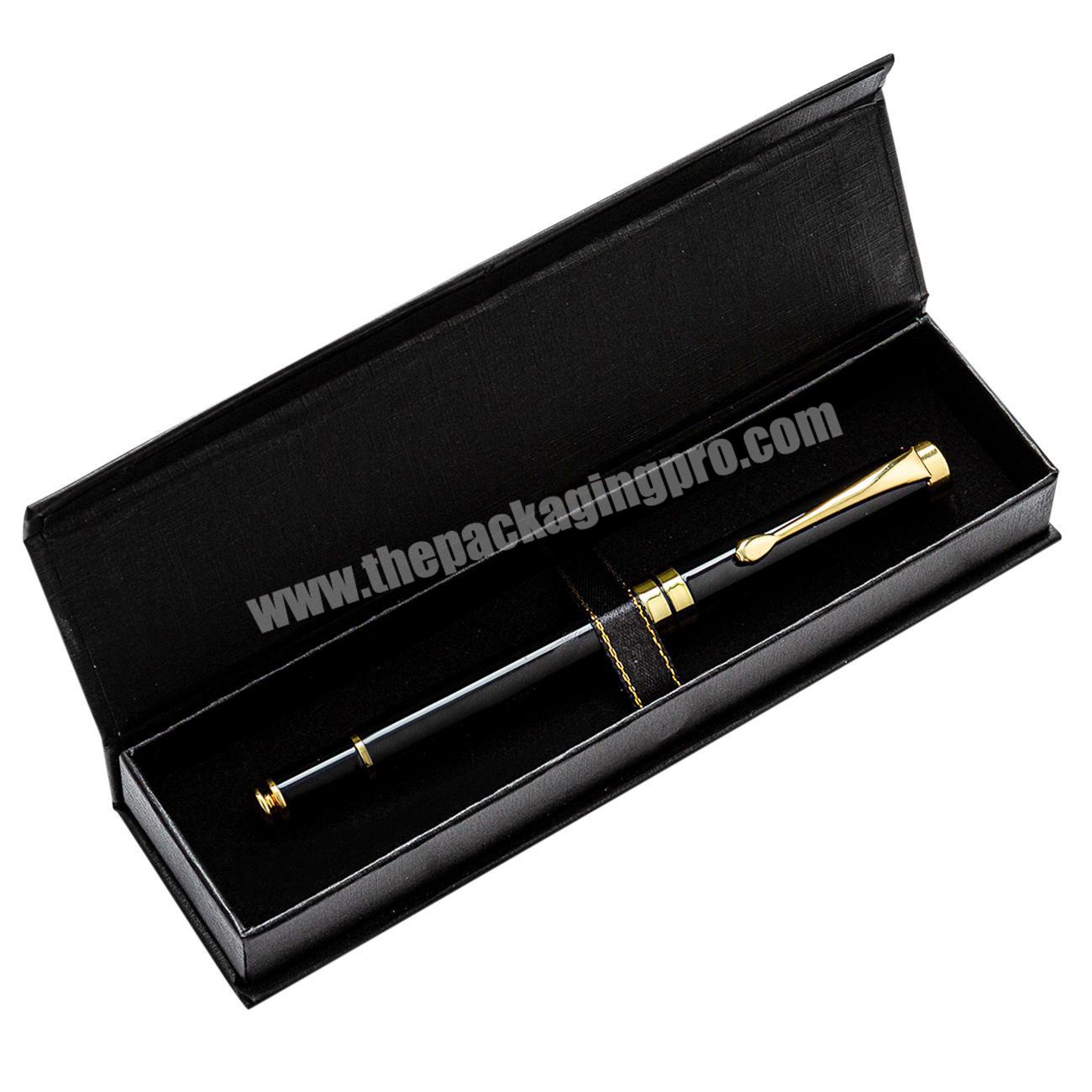 custom logo single pen black magnetic gift boxes package with magnetic lid