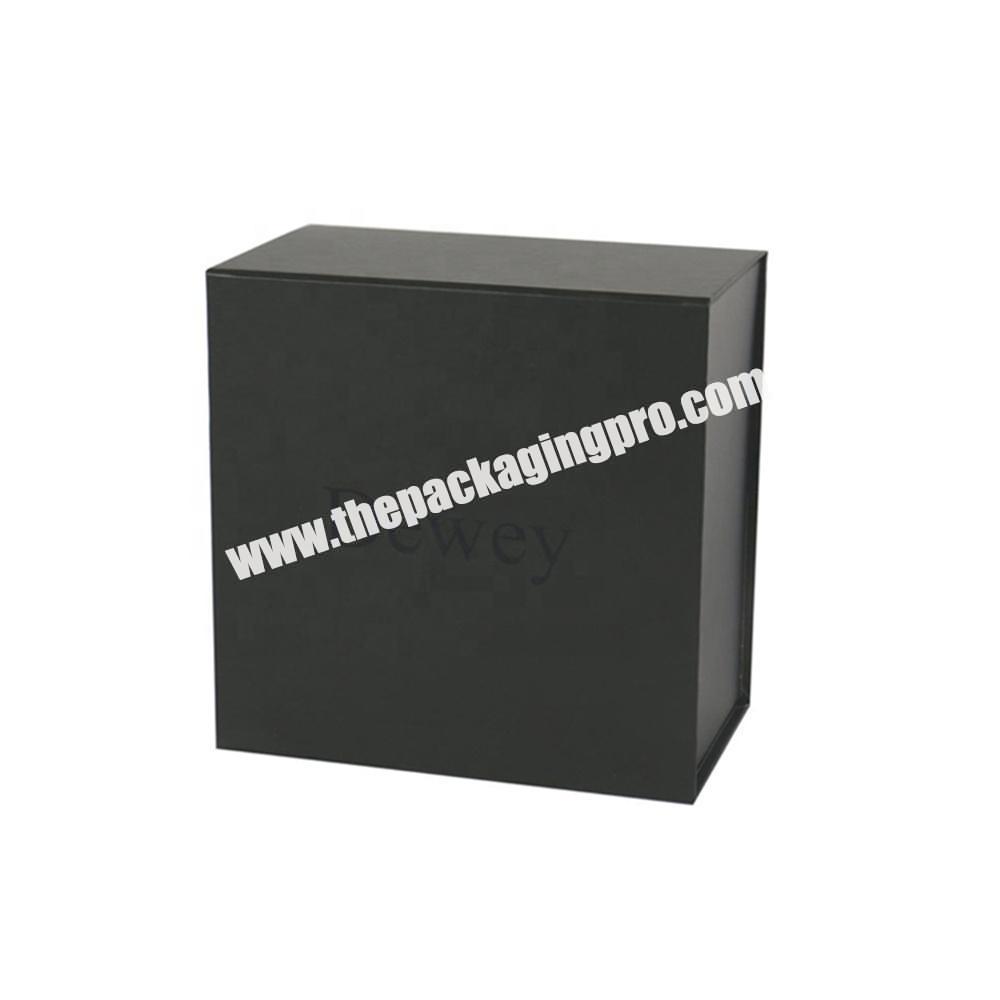 custom made luxury private label square small black paper cardboard gift package box with magnetic closure lid