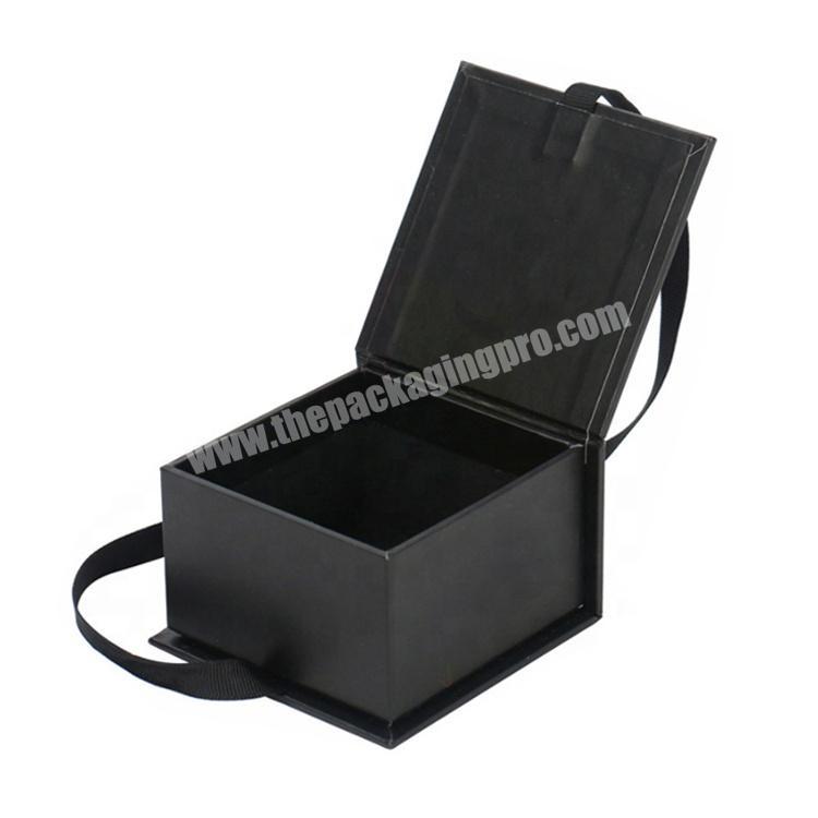 custom matte flip lid cardboard luxury packaging magnetic closure rigid paper black gift box