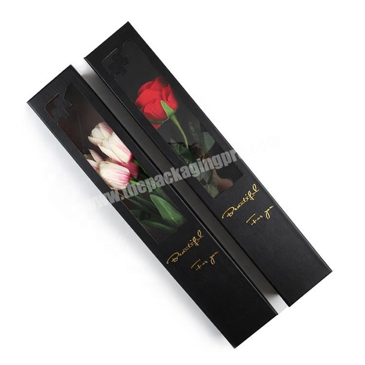 custom print luxury gift paper cardboard packaging bouquet preserved single rose flower box