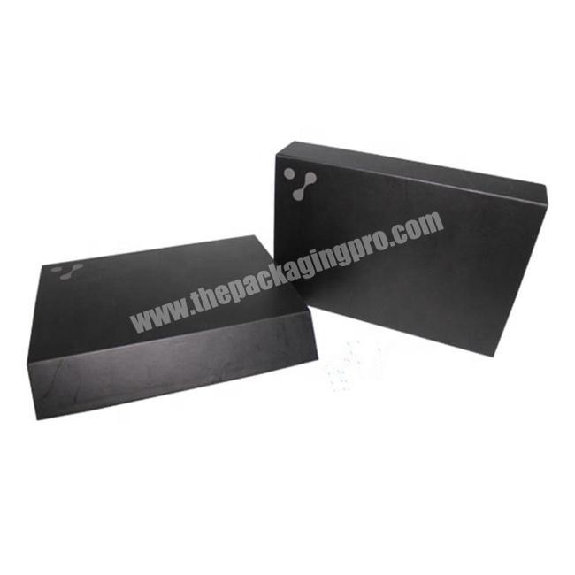 custom printed rigid cardboard magnetic matt black cosmetic luxury gift set packaging box