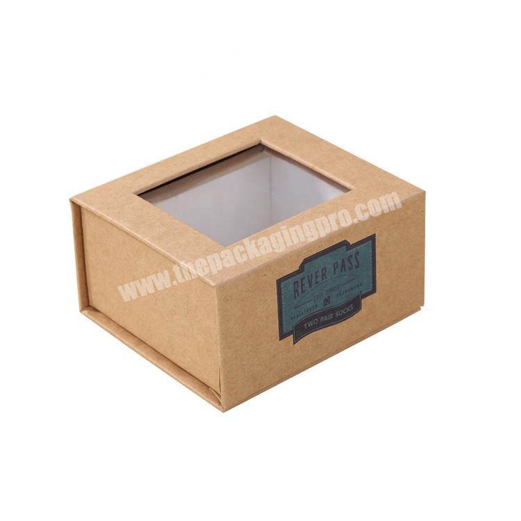 custom rigid unique kraft paper gift box with clear pvc window