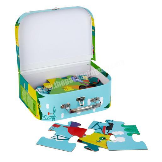 custom suitcase box non dust fabric bag kid  puzzles suitcase cardboard suitcase box 500 piece kid jigsaw puzzle