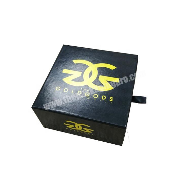 custom wholesale hot stamping logo luxury rigid cardboard paper packaging gift cufflink box black