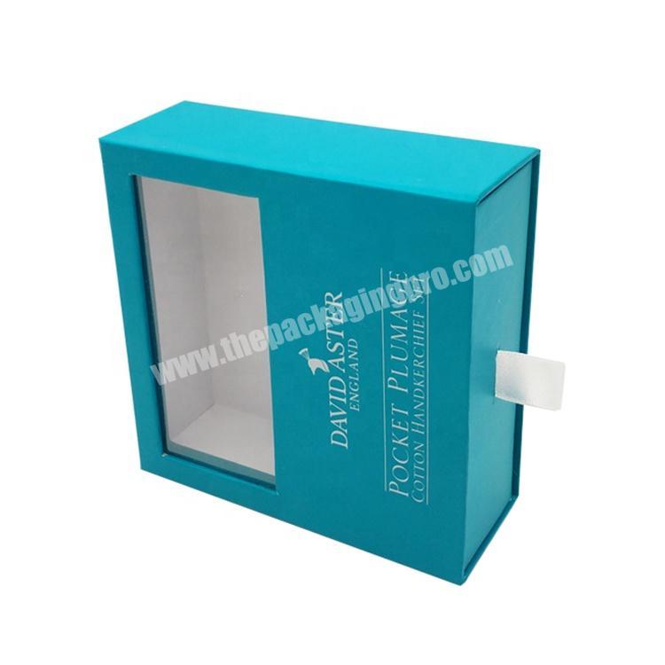 customized size pull out ribbon clear pvc window gift packaging hard fancy white paper drawer slide box