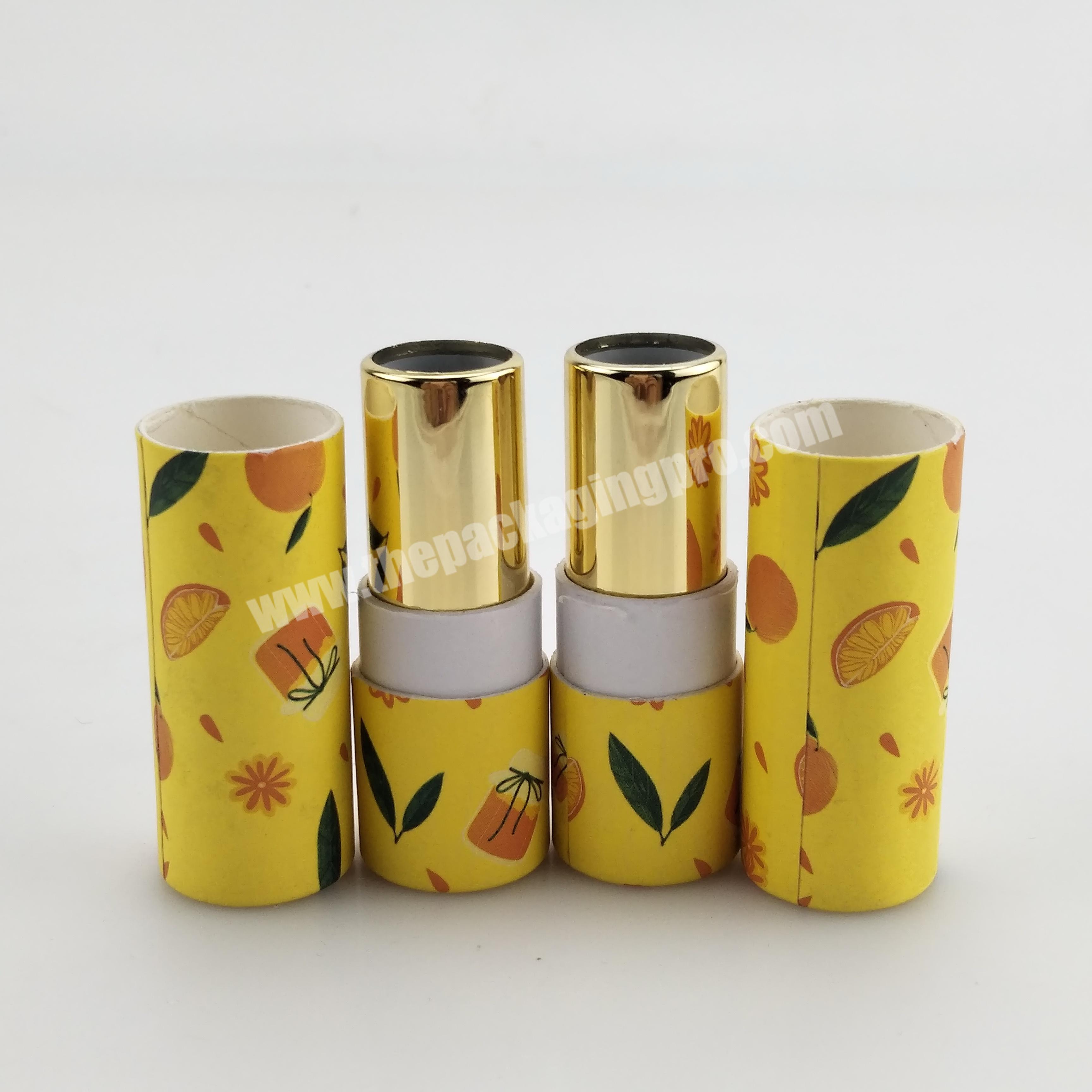 eco biodegradable empty cosmetic container round  cutsom paper lipsticklip balm twist tube