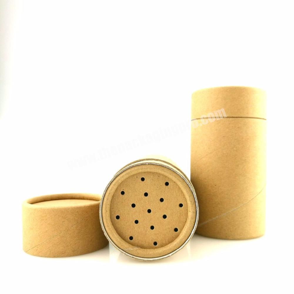 eco friendly spice packaging cylinder paper packaging box with sifter