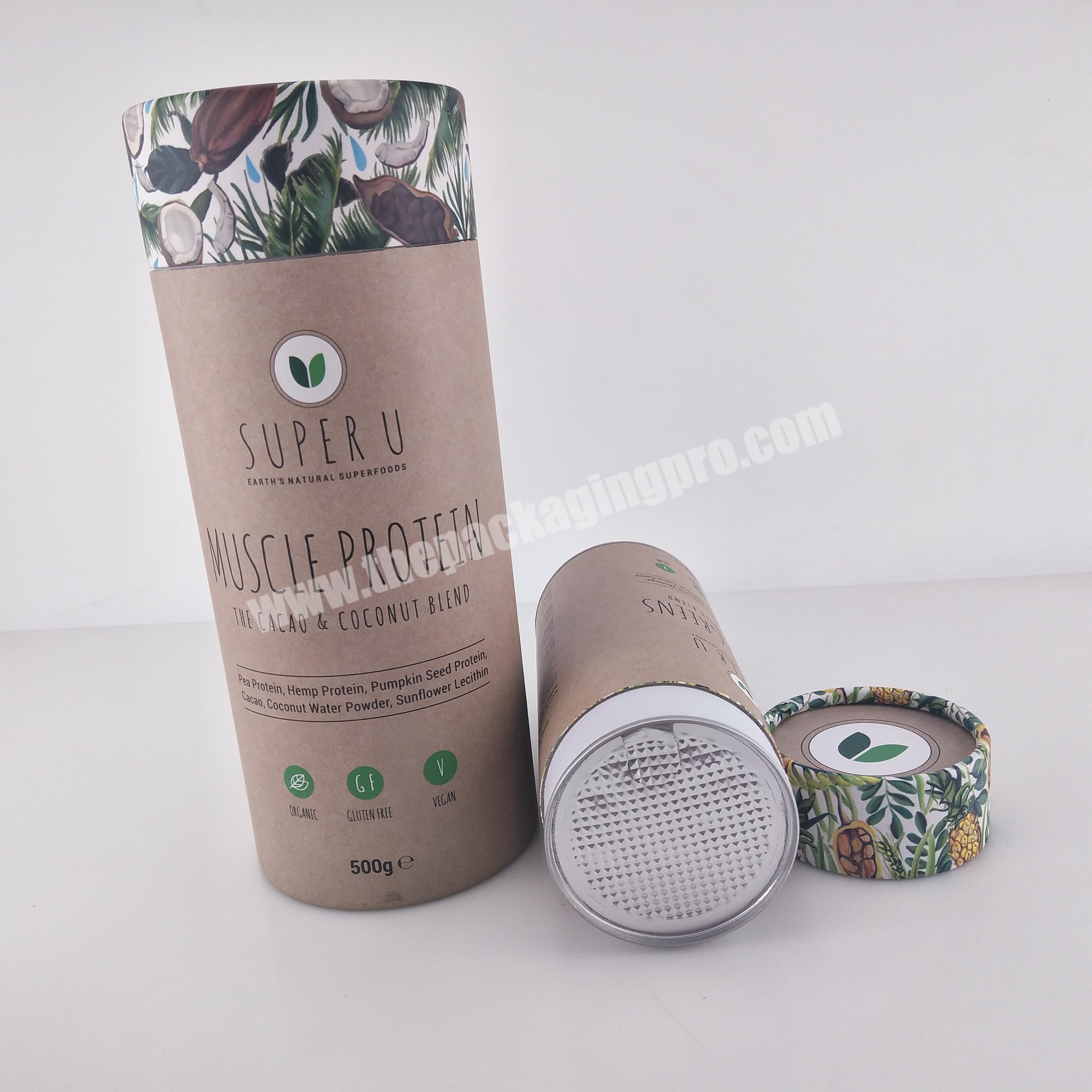 food grade aluminum linner cardboard tube packaging with sealingairtight metal lid