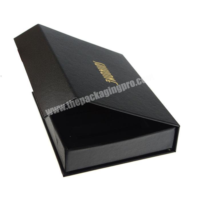 hard magnetic cardboard box gold stamping retail packaging box black paper box