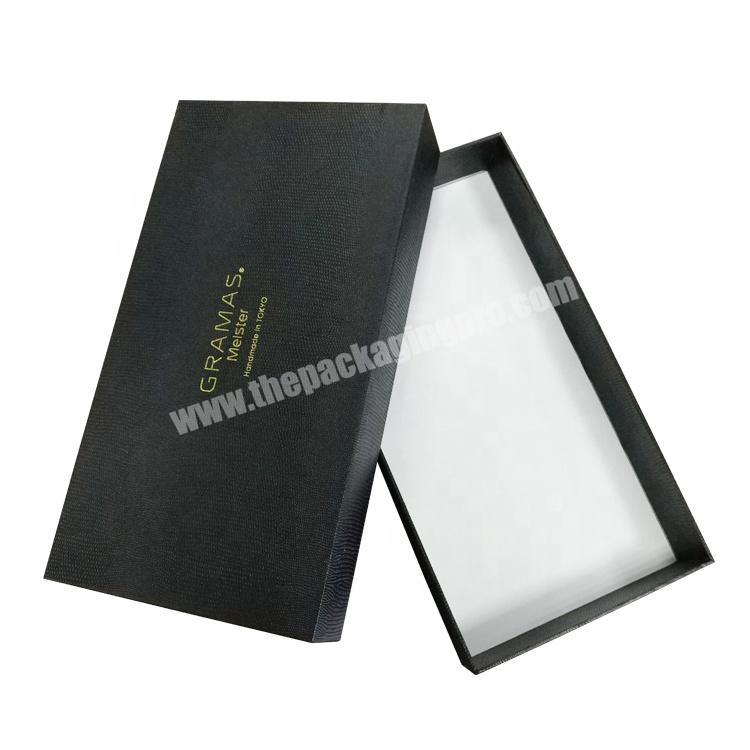 high end black texture paper embossing custom logo paper gift box