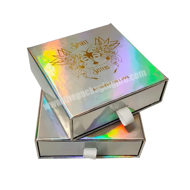 holographic Drawer jewelry packing box ring earrings pendant necklace bracelet storage carton custom jewelry packaging box