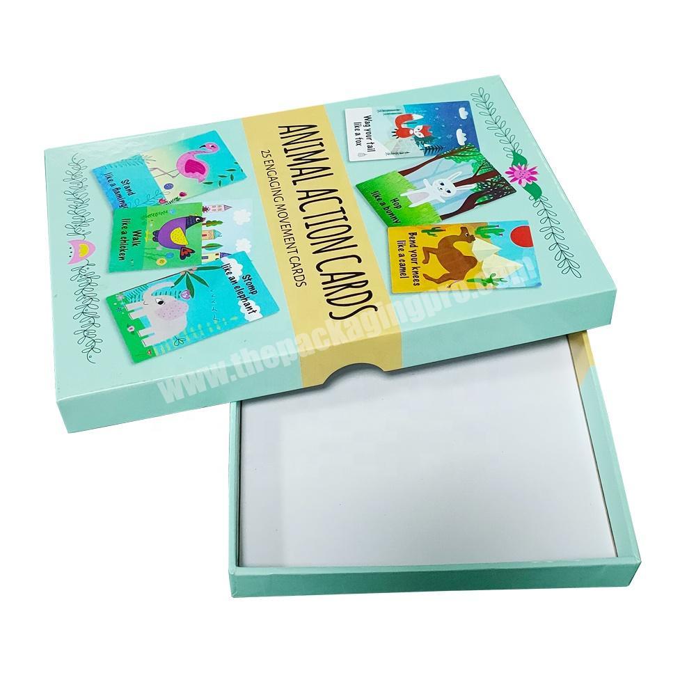 kids gift heat shrink film pocket paper packaging boxes custom flash cards set game box