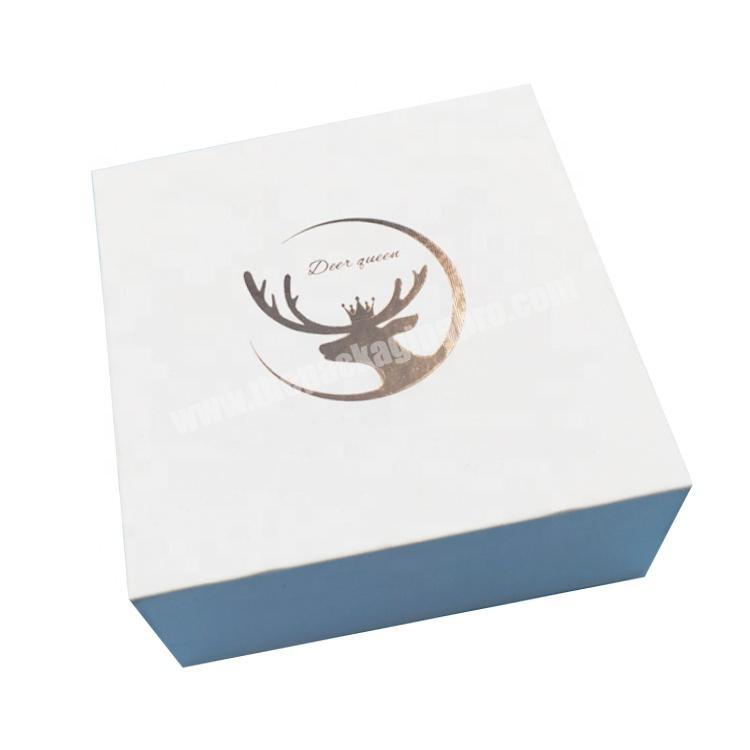 logo printed rigid 2 pieces square white paper premium gift luxury product custom packaging box