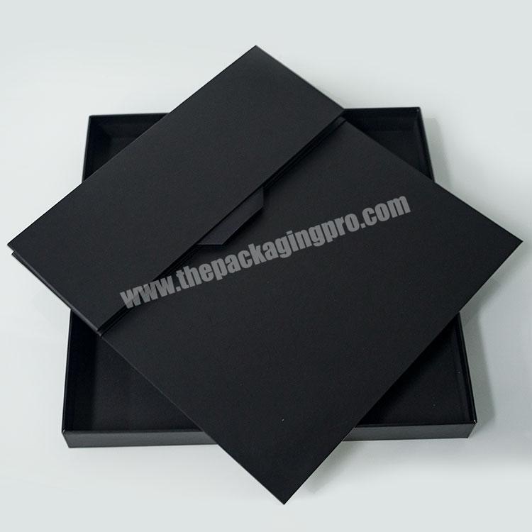 low moq gift setup box black two pieces foldable cardboard hard black boxes  customized collapsible lid and base boxes