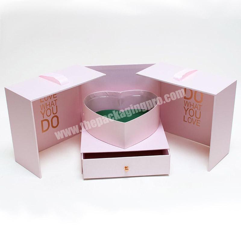 personalize luxury Cloth Square Heart Shape Container and Enclosed preserved for with drawer flower box with drawer flower box with drawer