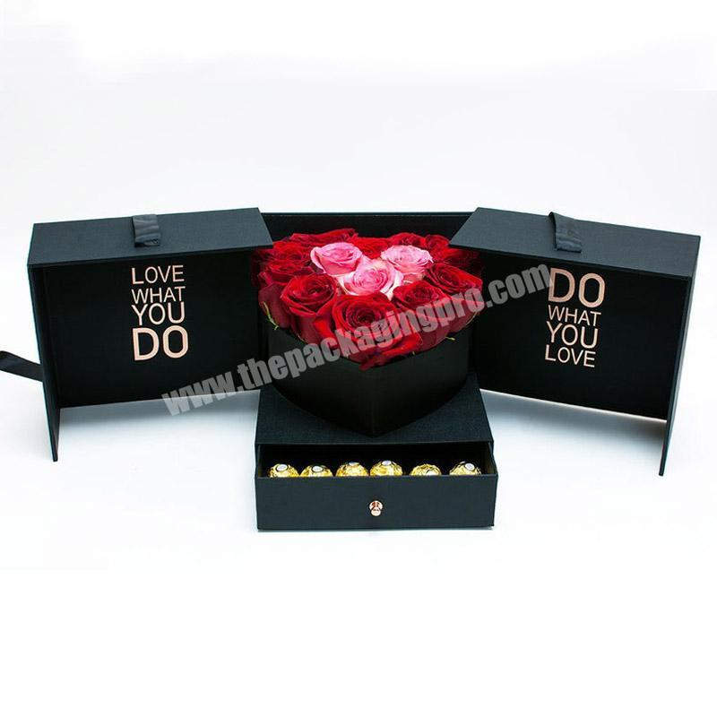 luxury Cloth Square Heart Shape Container and Enclosed preserved for with drawer flower box with drawer flower box with drawer