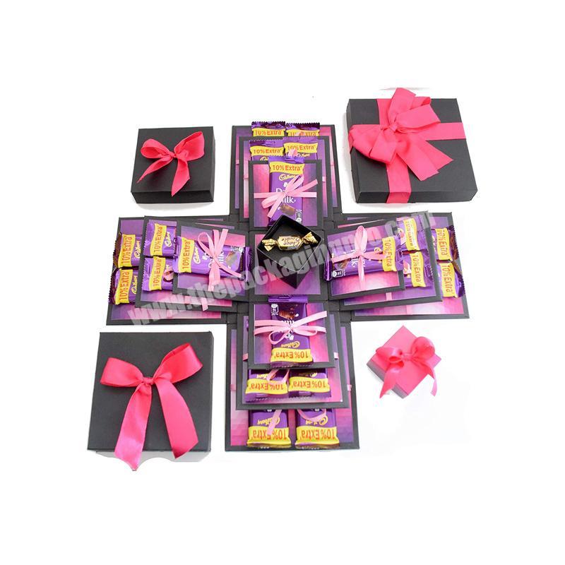 luxury Crack of Dawn Crafts Romantic Heart Explosive Box Purple Passion With chocolates chocolate packaging boxes