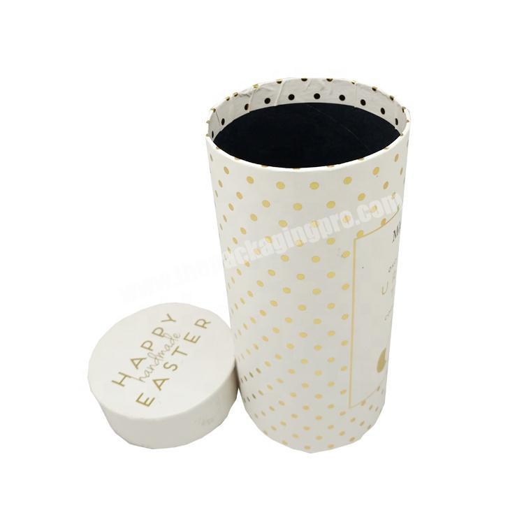 luxury cardboard cylinder golden hot gift round box window white paper tube packaging with lid