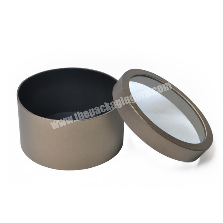 luxury clear pvc window glossy paper tube gift packaging large gold cardboard round hat boxes