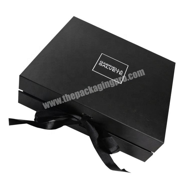 luxury custom rigid cardboard book shape packaging magnetic closure matt black gift box with ribbon