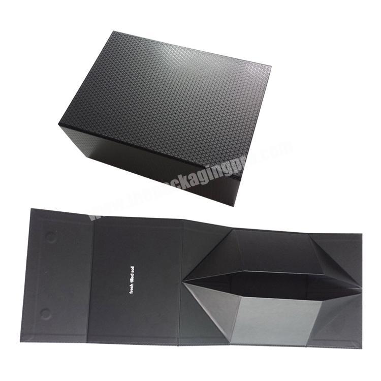 new arrival custom simple elegant eco friendly rigid black folding cardboard magnetic paper gift box packaging