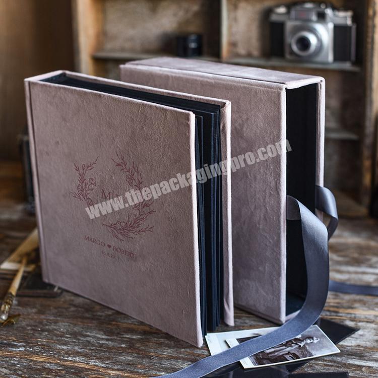 one slipcase and  double suede photo books custom suede book cover