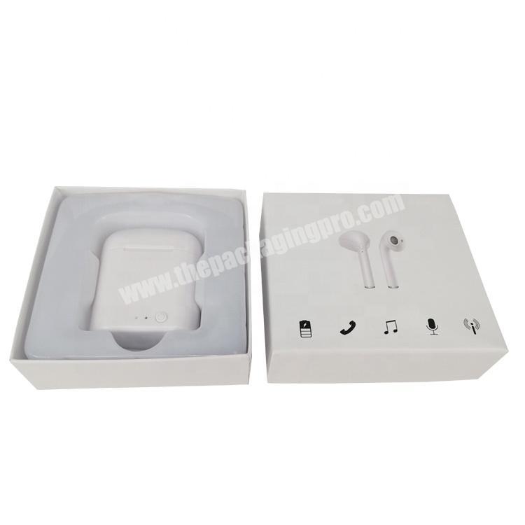 white custom wireless headphones paper box rigid cardboard earbuds
