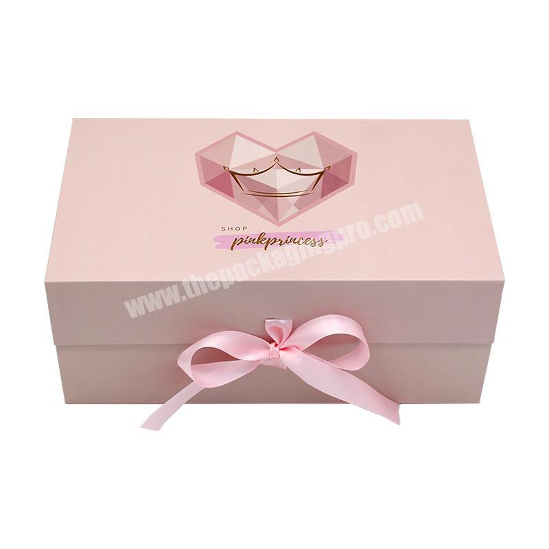 Custom logo printing large pink magnetic folding packaging gift box for packing Hot sale products