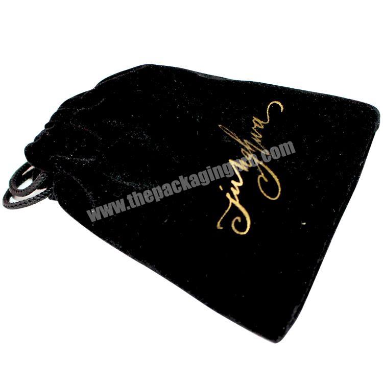 wholesale custom logo stamped velvet jewelry pouch with drawstring