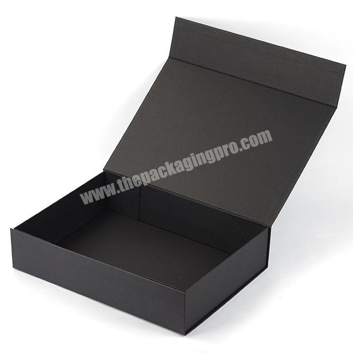 Bio degradable Matte Black Collapsible Gift Box Luxury Flip Top Setup Box Custom Foldable Magnetic Rigid Box