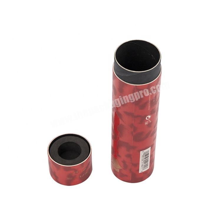 Bio-degradable Red Color Paper Round Tube Packaging Box Wine Gift Round Paper Box