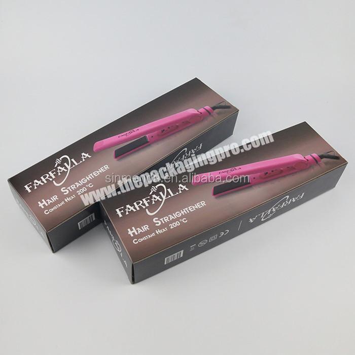 Factory wholesale custom electronic product packing hair straightener boxes recyclable paper cardboard
